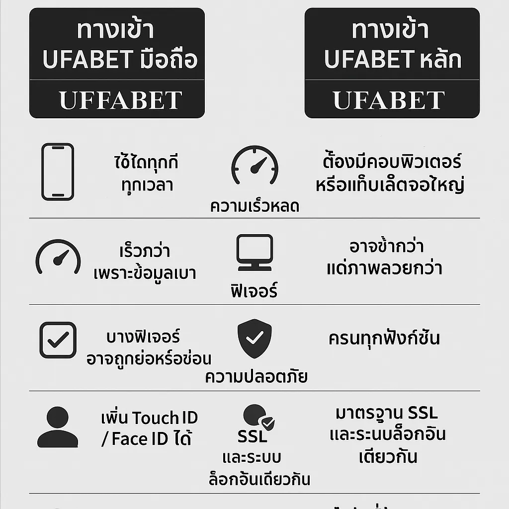 ความแตกต่างของ ufabetmobile